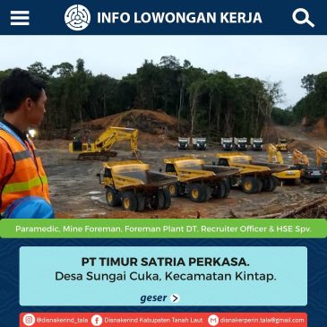 PT Satria Perkasa – Paramedic, Mine Foreman, Foreman Plant DT, Recruitment Officer dan HSE Officer