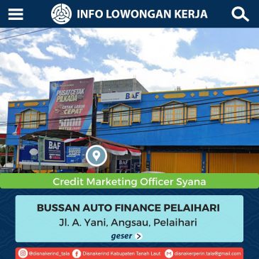 Bussan Auto Finance Pelaihari – Credit Marketing Office Syana