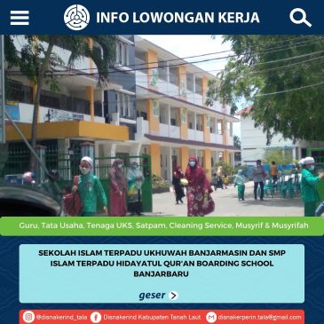 Sekolah Islam Terpadu Ukhuwah Banjarmasih& SMP Islam Terpadu Hidayatul Qur’an Boarding School Banjarbaru – Guru, Tata Usaha, Tenaga UKS, Satpam, Cleaning Service, Musyrif & Musyrifah
