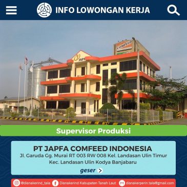 PT Japfa Comfeed Indonesia – Supervisor Produksi