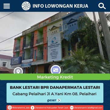 Bank Lestari BPR Danapermata Lestari – Marketing Kredit