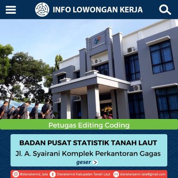 Badan Pusat Statistik (BPS) Tanah Laut – Petugas Editing Coding