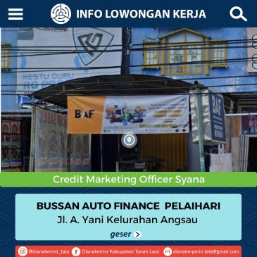 Bussan Auto Finance Pelaihari – Credit Marketing Officer Syana