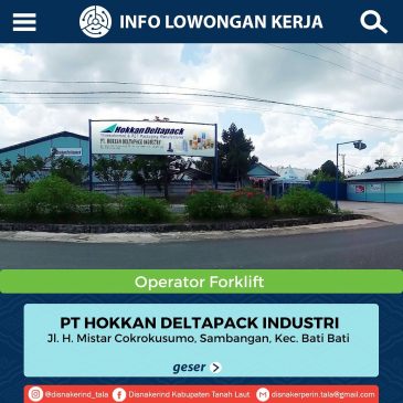 PT Hokkan Deltapack Bati-Bati -Operator Forklift