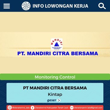 PT Mandiri Citra Bersama – Foreman Monitoring Control