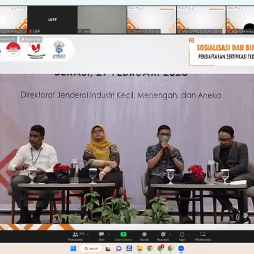 Menghadiri Sosialisasi dan Bimbingan Teknis Pendaftaran Sertfikasi Tingkat Komponen Dalam Negeri (TKDN) bagi Industri Kecil Melalui Online Zoom Meeting