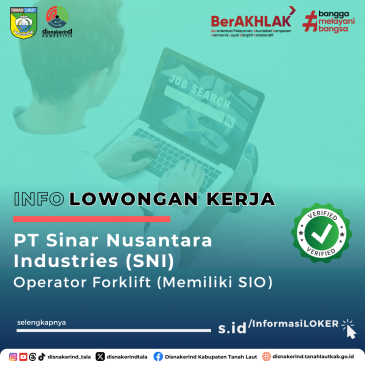 PT Sinar Nusantara Industri (SNI) – Operator Forklift (Memiliki SIO)