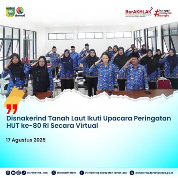 Disnakerind Tanah Laut ikuti Upacara HUT RI ke-80 secara virtual melalui Zoom Meeting, wujudkan semangat nasionalisme dan persatuan ASN